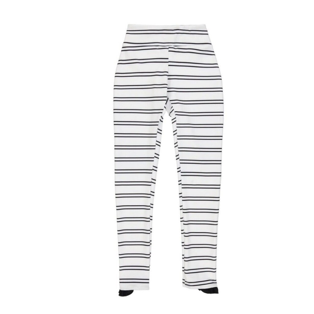 SAME Los Angeles White & Black Striped Ruffle Cuff Leggings Size Small